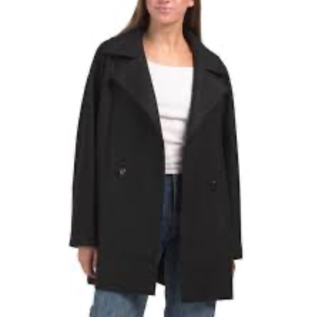 Icons By Cinzia Rocca Black Virgin Wool Overcoat Size Us8 Ita44 Nwt